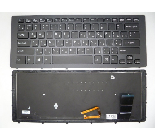 Клавиатура для ноутбука Sony Vaio SVF15N, SVF15N100C, SVF15N14CXB, SVF15N14CXS, SVF15N17SGB черная, с рамкой, с подсветкой