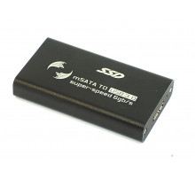 Бокс для SSD диска MSATA с выходом USB 3.0 алюминиевый, черный