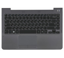 Клавиатура для ноутбука Samsung NP530U4B черная, верхняя панель в сборе
