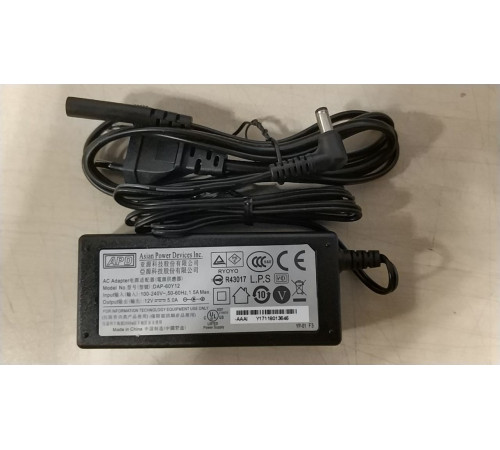 Блок питания для монитора 12V, 5A, 60W, 5.5x2.1мм с сетевым кабелем, ORG