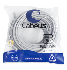 Cabeus PC-UTP-RJ45-Cat.5e-20m Патч-корд U/UTP, категория 5е, 2xRJ45/8p8c, неэкранированный, серый, PVC, 20м