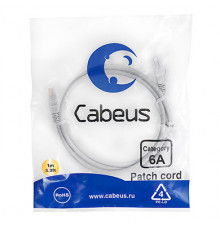 Cabeus PC-UTP-RJ45-Cat.6a-1m-LSZH Патч-корд U/UTP, категория 6а (10G), 2xRJ45/8p8c, неэкранированный, серый, LSZH, 1м