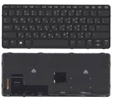 Клавиатура для ноутбука HP EliteBook 720 G1 820 G1 черная с черной рамкой, указателем и подсветкой