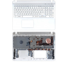 Клавиатура для ноутбука Sony FIT 15 SVF15 белая топ-панель без подсветки