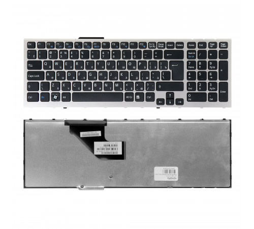 Клавиатура для ноутбука Sony Vaio VPC-F11, VPC-F12, VPC-F13 Series. Г-образный Enter. Черная, с серебристой рамкой. PN: 148781561.