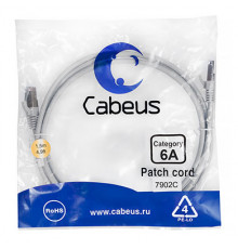 Cabeus PC-SSTP-RJ45-Cat.6a-1.5m-LSZH Патч-корд S/FTP, категория 6а (10G), 2xRJ45/8p8c, экранированный, серый, LSZH, 1.5м