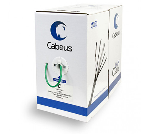 Cabeus UTP-4P-Cat.5e-SOLID-GN Кабель витая пара UTP (U/UTP), категория 5e, 4 пары 0,51мм (24 AWG), одножильный, зеленый (305 м)