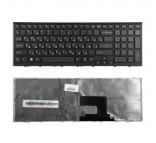 Клавиатура для ноутбука Sony VPC-EE, VPCEE2E1R, VPCEE3E1R, VPCEE4M1R, VPCEE4E1R. Плоский Enter. Черная, с рамкой. PN: V116646B.