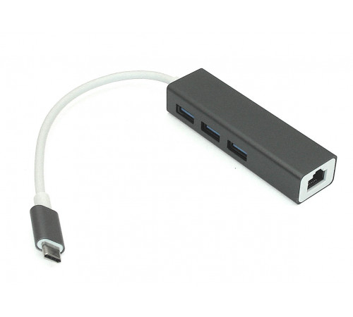 Адаптер Type-C на USB 3.0*3 + RJ45 серый