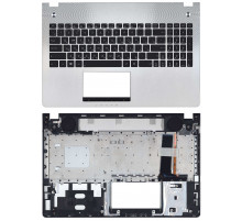 Клавиатура для ноутбука Asus N56 топ-панель черно-серебристая с подсветкой