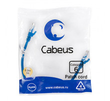 Cabeus PC-UTP-RJ45-Cat.6-0.3m-BL Патч-корд U/UTP, категория 6, 2xRJ45/8p8c, неэкранированный, синий, PVC, 0.3м