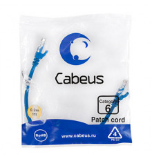 Cabeus PC-UTP-RJ45-Cat.6-0.3m-BL Патч-корд U/UTP, категория 6, 2xRJ45/8p8c, неэкранированный, синий, PVC, 0.3м