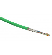 SFUTP4-C5E-S24-IN-PVC-GN-305 (305 м) Кабель витая пара SF/UTP, категория 5e, 4 пары(24 AWG), одножильный(solid), экран - фольга + медная оплетка, PVC,