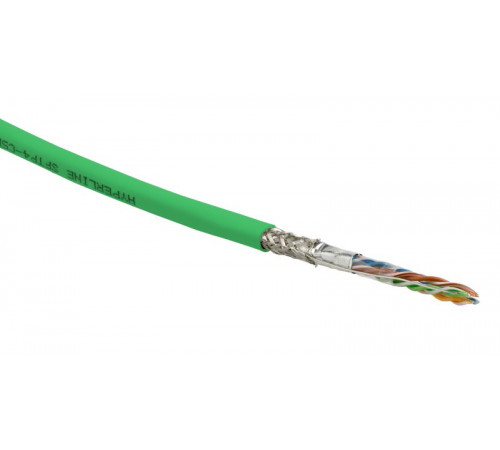 SFUTP4-C5E-S24-IN-PVC-GN-305 (305 м) Кабель витая пара SF/UTP, категория 5e, 4 пары(24 AWG), одножильный(solid), экран - фольга + медная оплетка, PVC,