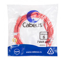 Cabeus PC-UTP-RJ45-Cat.6-5m-RD Патч-корд U/UTP, категория 6, 2xRJ45/8p8c, неэкранированный, красный, PVC, 5м