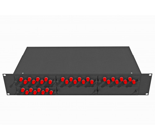 Кросс оптический стоечный 19", 32 FC/UPC адаптера, одномодовый, 2U, черный, укомплектованный, TopLAN