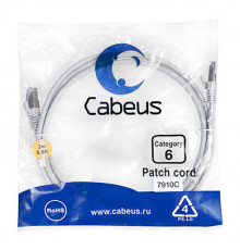 Cabeus PC-FTP-RJ45-Cat.6-2m-LSZH Патч-корд F/UTP, категория 6, 2xRJ45/8p8c, экранированный, серый, LSZH, 2м