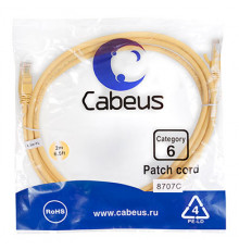 Cabeus PC-UTP-RJ45-Cat.6-2m-YL Патч-корд U/UTP, категория 6, 2xRJ45/8p8c, неэкранированный, желтый, PVC, 2м