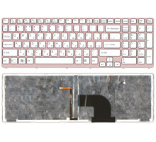 Клавиатура для ноутбука Sony Vaio SVE17 белая рамка розовая с подсветкой