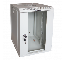 Шкаф настенный 10", 12U 312x300, стеклянная дверь, серый TWT-CBW10G-12U-3x3-GY