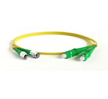 FC-D2-9-FC/AR-SC/AR-H-0.5M-LSZH-YL Патч-корд волоконно-оптический (шнур) SM 9/125 (OS2), FC/APC-SC/APC, 2.0 мм, duplex, LSZH, 0.5 м Hyperline