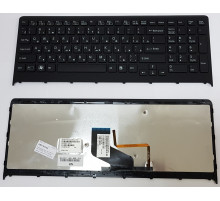 Клавиатура для ноутбука Sony Vaio VPC-F2, VPC-F21Z1R, VPC-F24M1R черная, с рамкой, с подсветкой