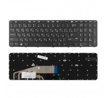 Клавиатура для ноутбука HP ProBook 450 G3, 455 G3, 470 G3 Series. Плоский Enter. Черная, с черной рамкой. PN: 90.4ZA07.L0R.