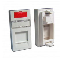 Вставка 22.5х45 на 1 кейстоун, со шторкой, маркировкой, иконкой, белая, LANMASTER LAN-SIP-22M-WH