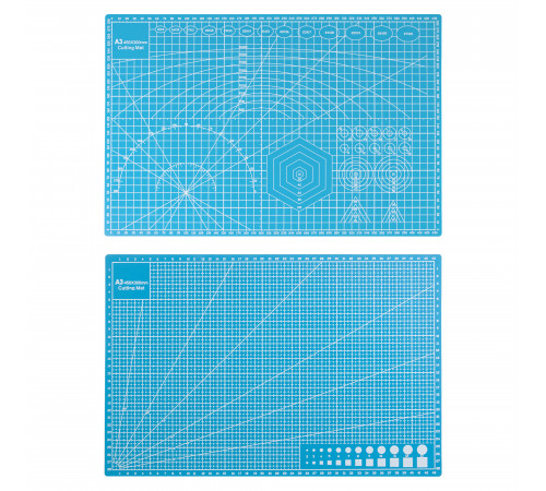 Коврик для макетирования и резки 45x30см A3 двусторонний с разметкой. ПВХ с самовосстанавливающимся покрытием. Цвет синий