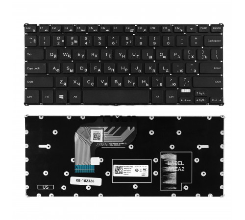 Клавиатура для ноутбука Dell Inspiron 11-3162, 3164  Series. Плоский Enter. Черная, без рамки. PN: 0G96XG, 490.03P07.0D01