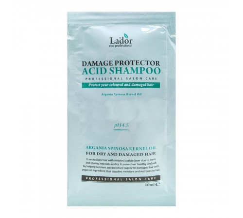 Lador Шампунь для волос бесщёлочной с аргановым маслом / Damaged protector acid shampoo pouch, 10 мл