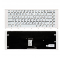 Клавиатура для ноутбука Sony Vaio VPC-EA Series. Плоский Enter. Белая, с рамкой. PN: 148792471.