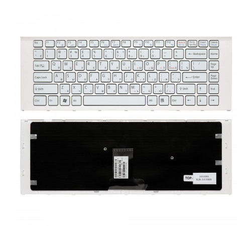 Клавиатура для ноутбука Sony Vaio VPC-EA Series. Плоский Enter. Белая, с рамкой. PN: 148792471.