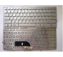 Клавиатура для ноутбука Sony Vaio VPC-SB, VPC-SD серебряная, без рамки