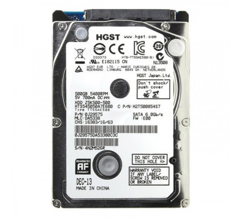 Жесткий диск HDD, 2.5", 500 Гб, SATA III, Hitachi, Travelstar, 8 Мб, 5400 rpm, HTS545050A7E680