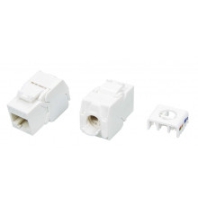 KJ8-8P8C-C6A-180-TLS-WH Вставка Keystone Jack RJ-45(8P8C), категория 6a (10G), тип 180 градусов, Toolless, белая Hyperline