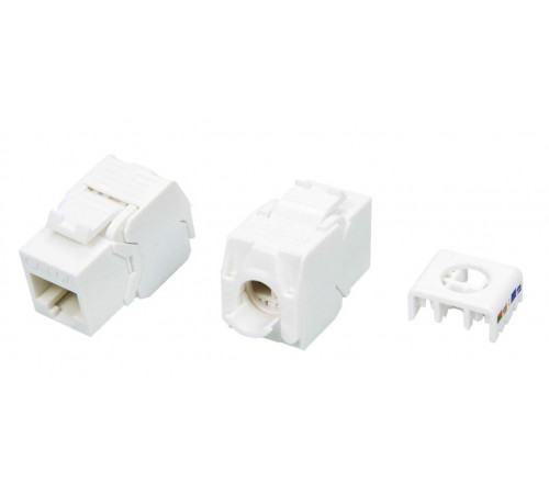 KJ8-8P8C-C6A-180-TLS-WH Вставка Keystone Jack RJ-45(8P8C), категория 6a (10G), тип 180 градусов, Toolless, белая Hyperline