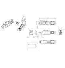 PLUE-8P8C-S-C8-SH-BL Разъем полевой оконцовки RJ-45 (8P8C) под витую пару, для одножильного кабеля, toolless, категория 8, экранированный, накручивающ