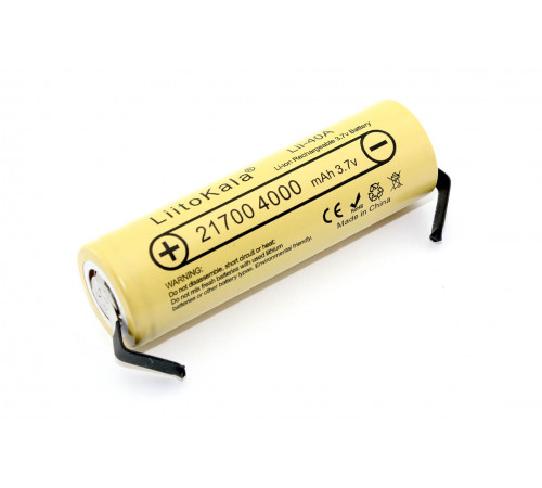 Аккумулятор типа 21700 Li-Ion LiitoKala Lii-40A-N with connectors 4000mAh, 3.7V