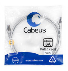 Cabeus PC-SSTP-RJ45-Cat.6a-2m-LSZH Патч-корд S/FTP, категория 6а (10G), 2xRJ45/8p8c, экранированный, серый, LSZH, 2м