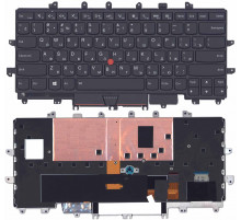 Клавиатура для ноутбука Lenovo ThinkPad X1 Carbon Gen 4 2016 черная с подсветкой с рамкой