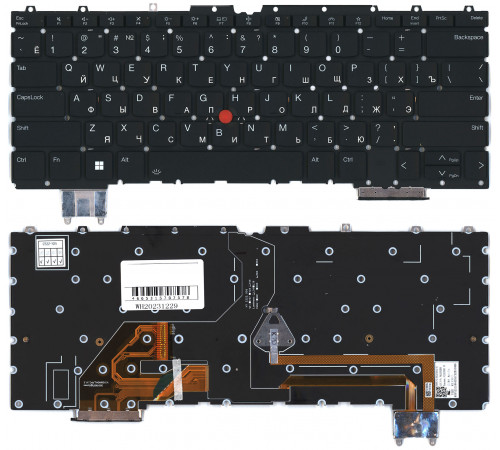 Клавиатура для ноутбука Lenovo ThinkPad Z13 Gen 1 черная без рамки с подсветкой