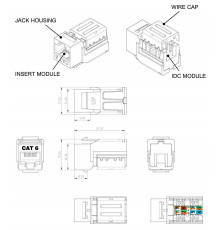 KJNE-8P8C-C6-90-RD Вставка Keystone Jack RJ-45(8P8C), категория 6, 110 IDC, заделка с помощью NE-TOOL, красная Hyperline