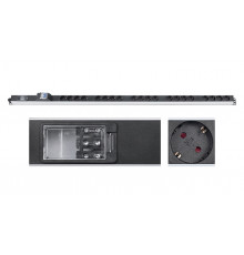 Cabeus PDU-16-20S-B-T Блок розеток для 19" шкафов, вертикальный, 20 розеток Schuko, 16А, автомат защиты, алюминиевый корпус, клеммная колодка