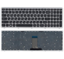 Клавиатура для ноутбука Lenovo IdeaPad U510 Z710 черная с серебристой рамкой