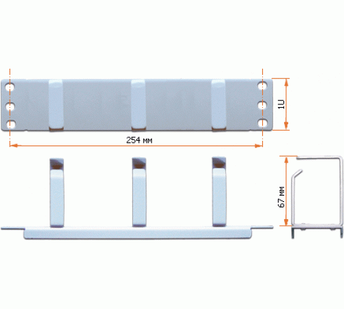 Органайзер 10" 1U 3 кольца