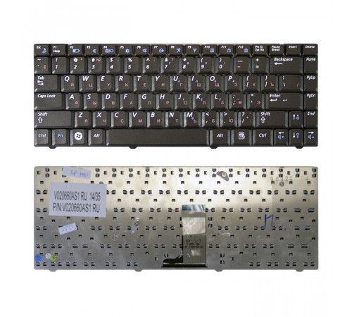 Клавиатура для ноутбука Samsung R517, R518, R519 Series. Плоский Enter. Черная, без рамки. PN: V020660AS1.