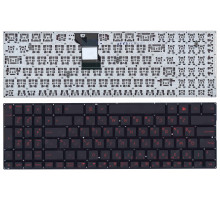 Клавиатура для ноутбука Asus N541, N501 черная, шрифт красный, с подсветкой
