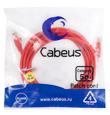 Cabeus PC-UTP-RJ45-Cat.5e-5m-RD-LSZH Патч-корд U/UTP, категория 5е, 2xRJ45/8p8c, неэкранированный, красный, LSZH, 5м