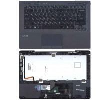 Клавиатура для ноутбука Sony Vaio VPC-SB, VPC-SD черная, верхняя панель в сборе (серая)